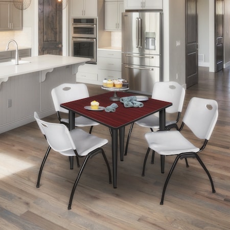 Regency Kahlo Square Table & Chair Sets, 42 W, 42 L, 29 H, Wood, Metal, Plastic Top, Mahogany TPL4242MHBK47GY